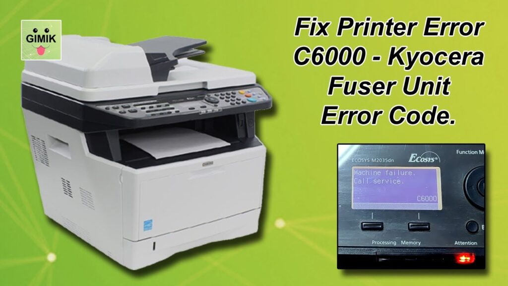 Kyocera Printer Error C6000 Fuser Lamp Replacement Tutorial M2035dn