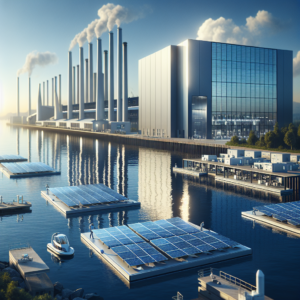 Kyocera floating solar panel installation at the Osaka Hirakata factory